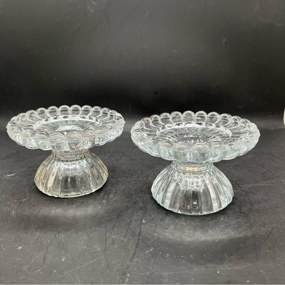 PartyLite CRYSTAL Votive/Taper Candlestick Holders 3'Round 2'T Reversable Set - Picture 15 of 16